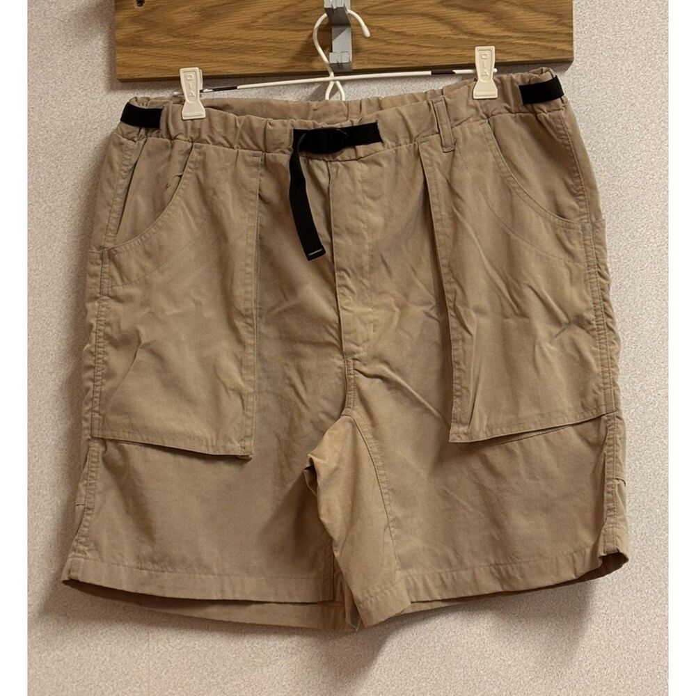 Vintage REI Hiking Shorts Men’s Large Tan Nylon Belted USA-made Gorpcore Outdoor